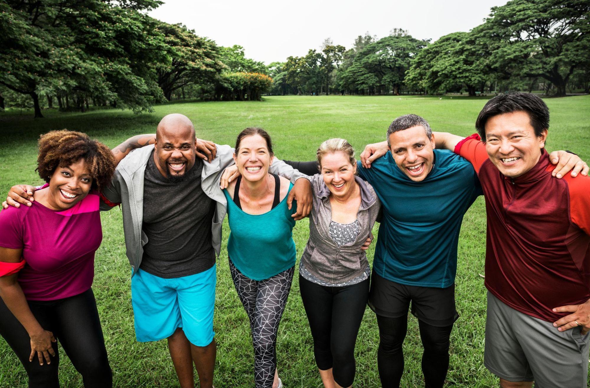 happy group of people - healthy - working out